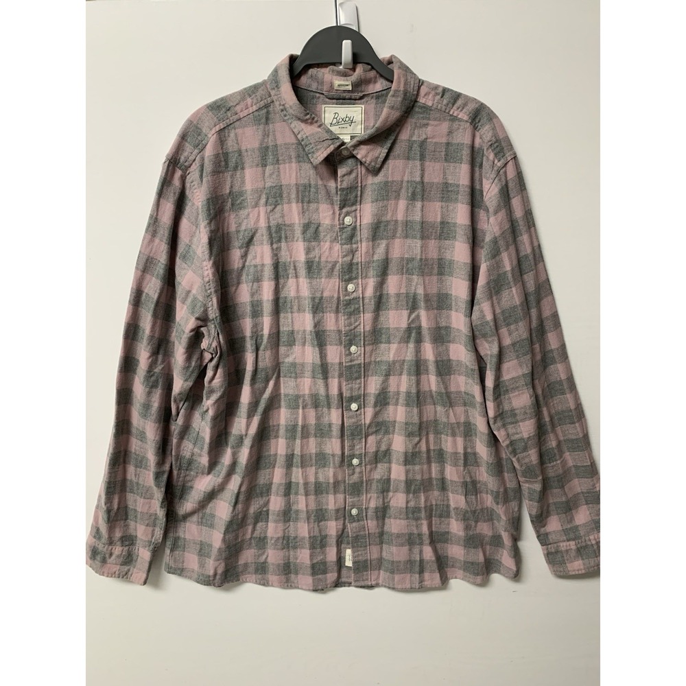 BIXBY Nomad Button Up Men's Shirt Regular Fit XL Long Sleeves‎ Pink Gray Plaid